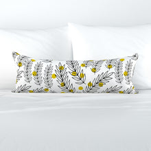 Load image into Gallery viewer, Plack white leaves(Extra long lumbar throw pillow cover)
