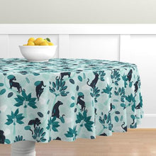 Load image into Gallery viewer, Tropical Panther mint and black (Round Tablecloth)
