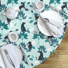 Load image into Gallery viewer, Tropical Panther mint and black (Round Tablecloth)
