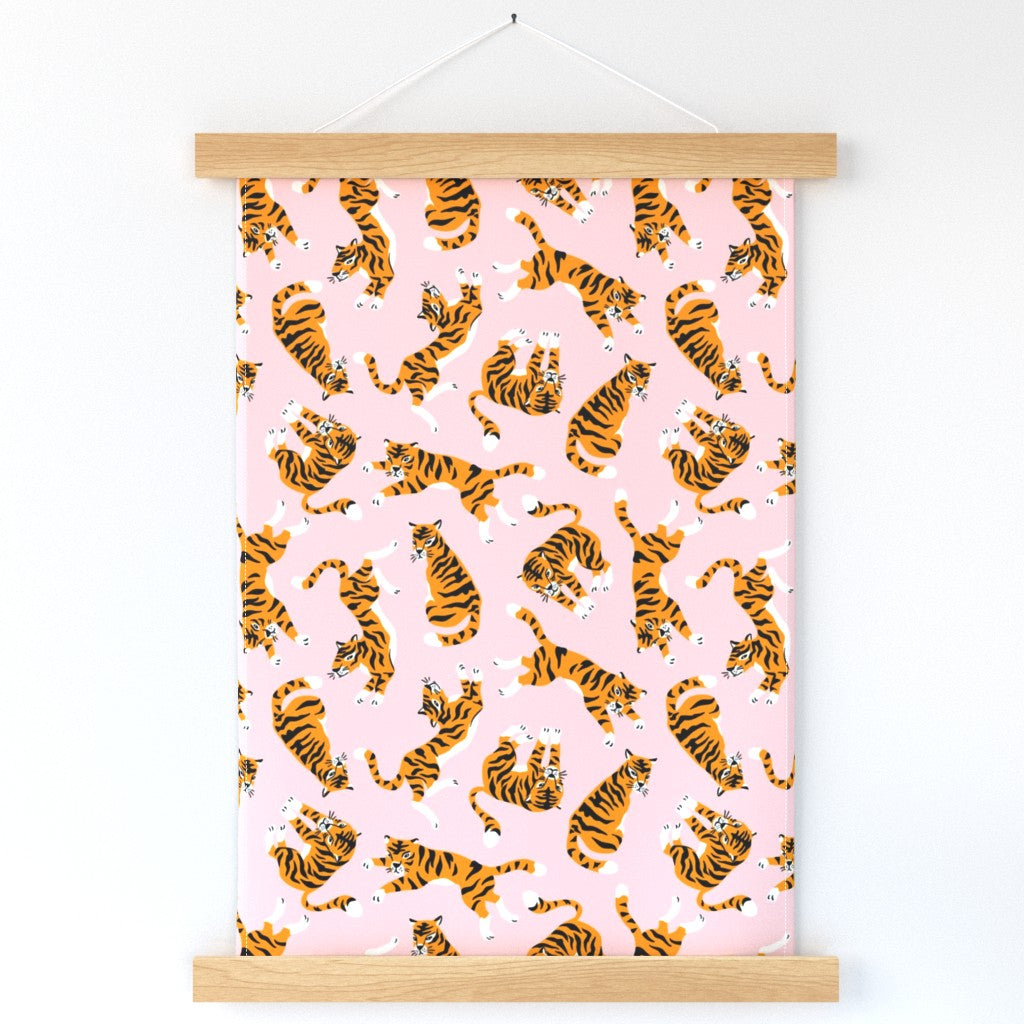Tigers on pink large scale (Wall Hanging)