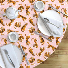 Load image into Gallery viewer, Tigers on the pink large scale (Round Tablecloth)
