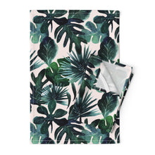 Load image into Gallery viewer, Tropical leaves blush(Tea Towel)
