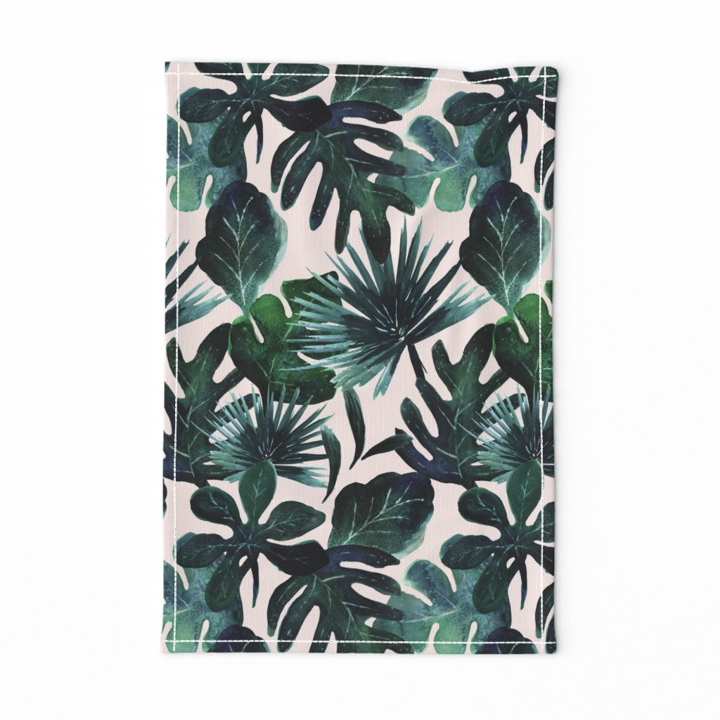 Tropical leaves blush(Tea Towel)