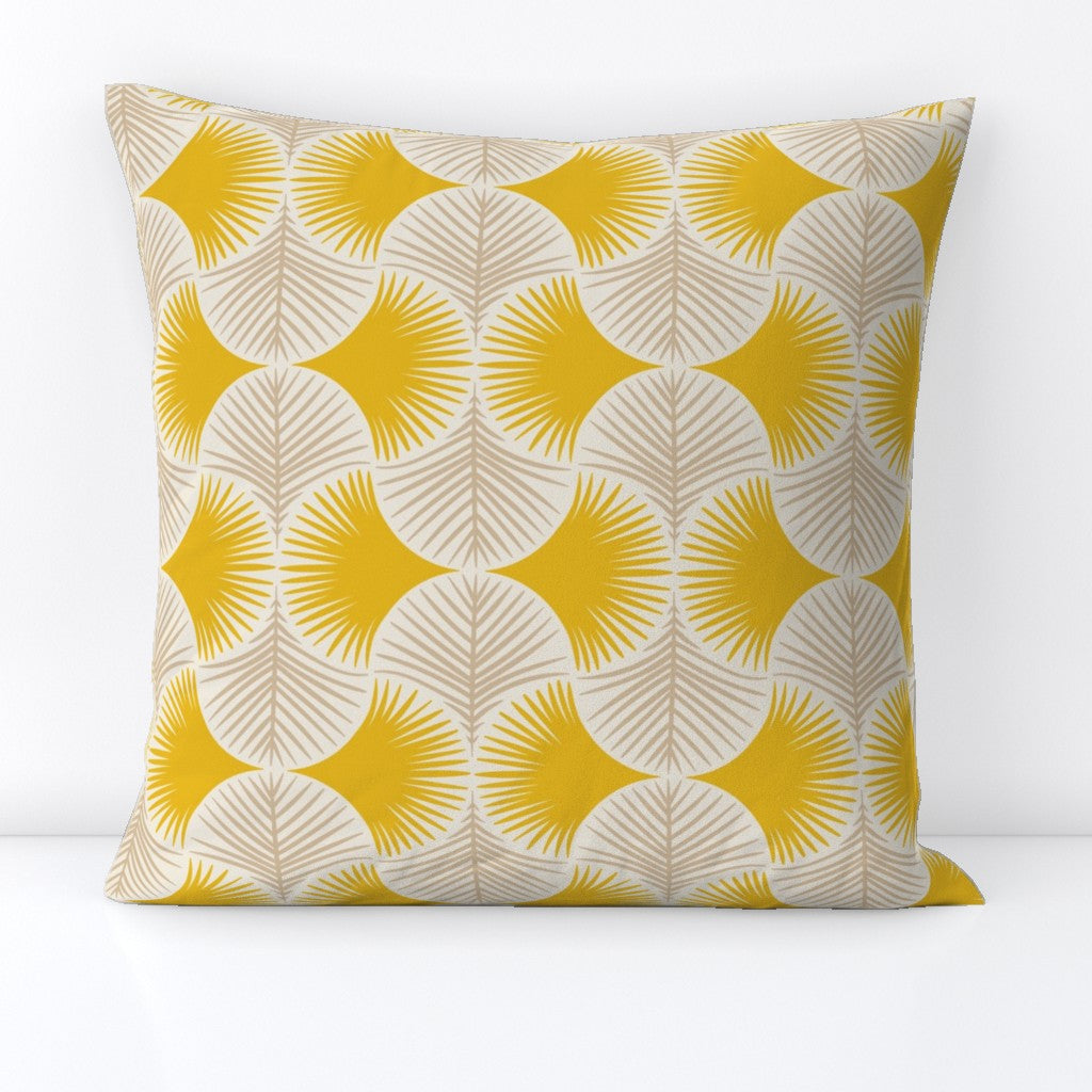 tropical geometry yellow by innamoreva（Square Throw Pillow Cover）