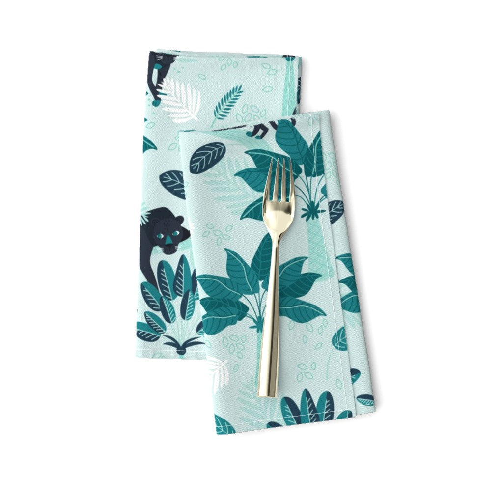 Tropical panther mint black(Dinner Napkins)