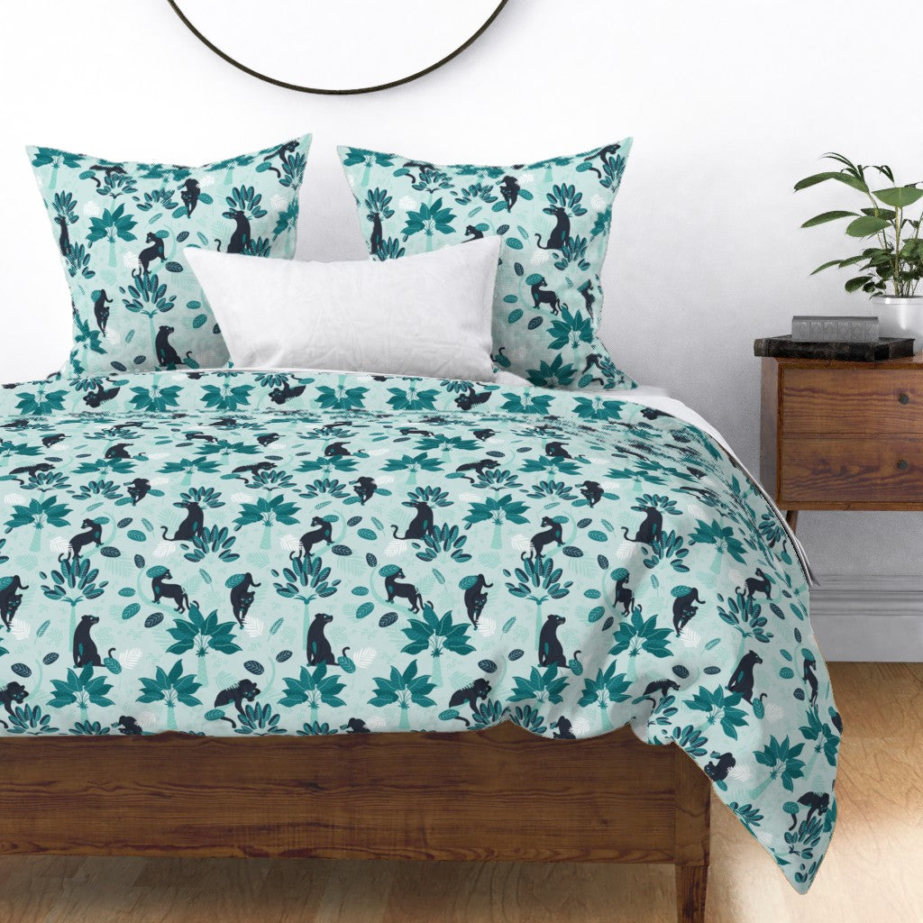 Tropical Panther Mint Black（Duvet Cover）