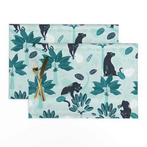 Tropical Panther mint and black (Placemats)