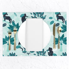 Load image into Gallery viewer, Tropical Panther mint and black (Placemats)
