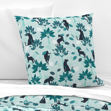 Load image into Gallery viewer, tropical-panther-mint-black(Square Throw Pillow Cover)
