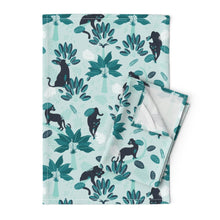 Load image into Gallery viewer, Tropical panther mint black(Tea Towel)
