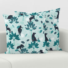 Load image into Gallery viewer, tropical-panther-mint-black(Square Throw Pillow Cover)
