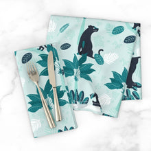 Load image into Gallery viewer, Tropical panther mint black(Dinner Napkins)
