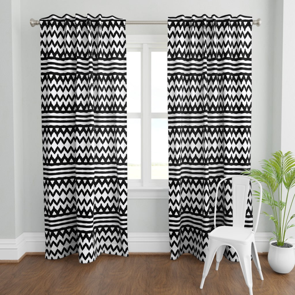 Black zebra stripes chevron(Curtain Panel)