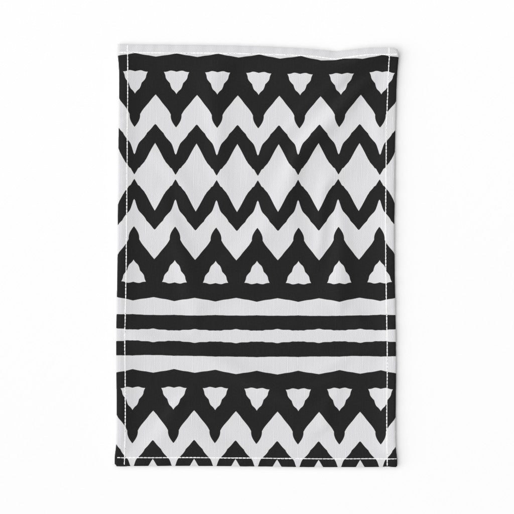 Black zebra stripes chevron(Tea Towel)