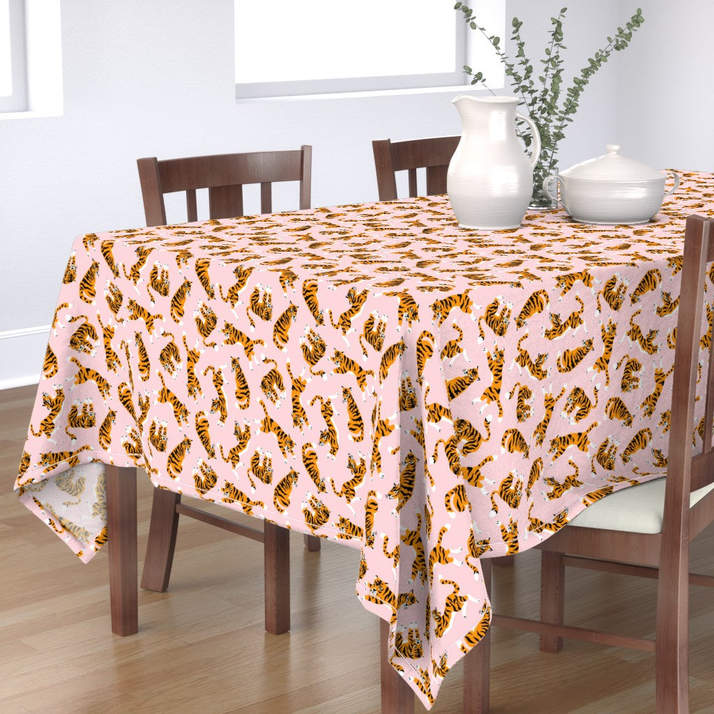 Tigers on pink(Rectangular Tablecloth）