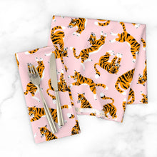 Load image into Gallery viewer, Tigers on pink(Dinner Napkins)
